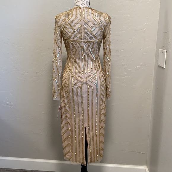 Gianni Bini Beige and Gold sequin cocktail dress never been worn - Picture 6 of 9